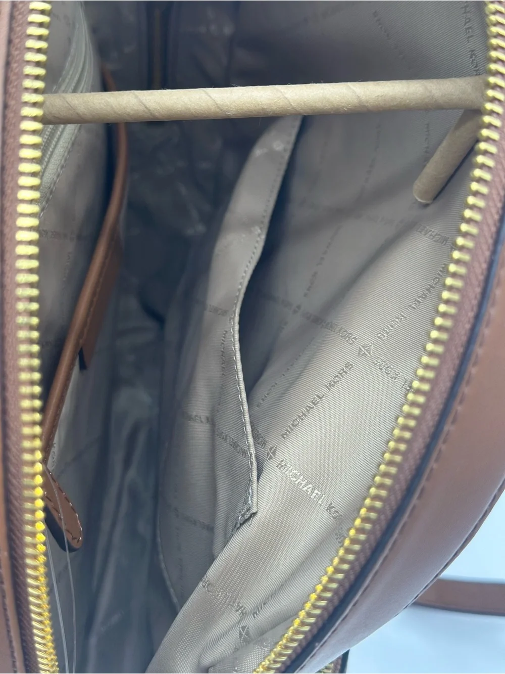 Michael Kors Beige and Brown Signature MK Backpack